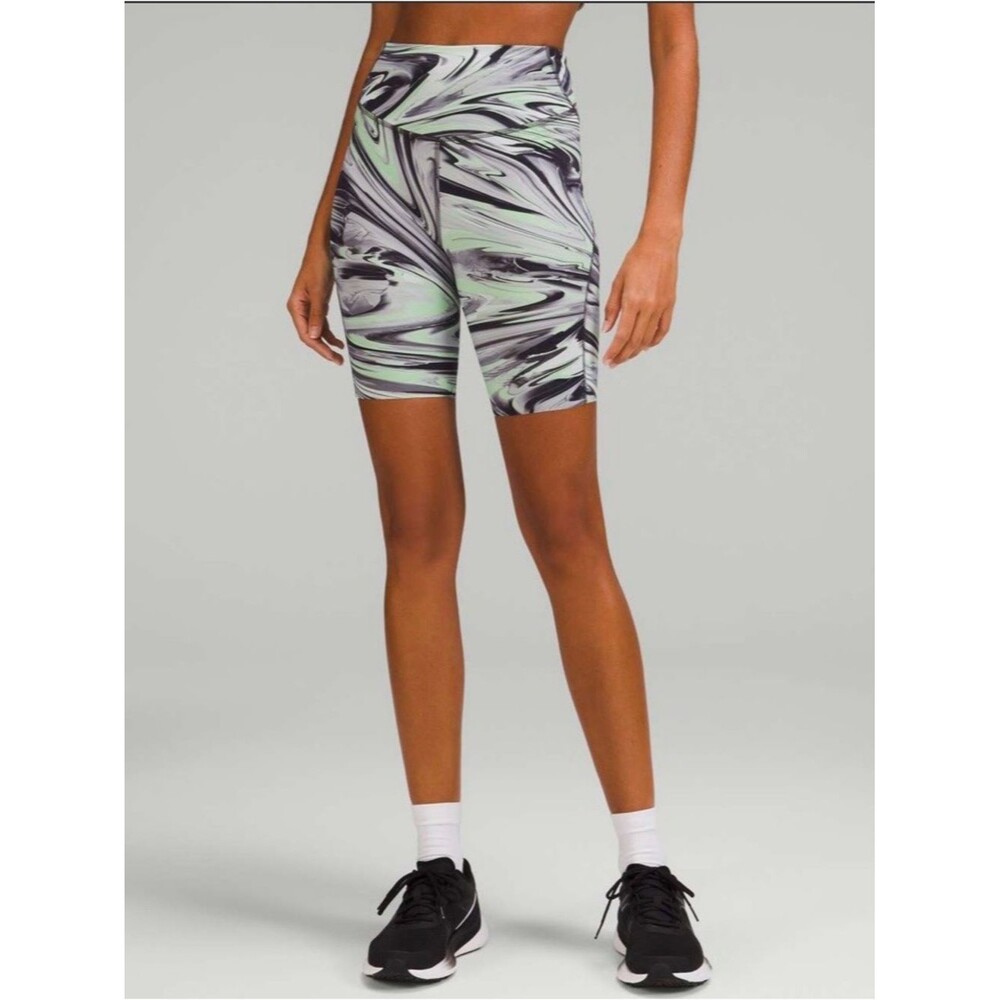 Lululemon Base Pace High Rise Short 8" Paint Glide Warp Multi Womens 4
